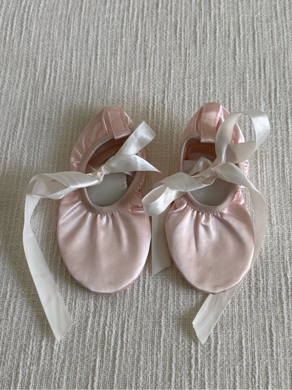 Kids Pink Satin Ballet Flats with Ribbon Tie
